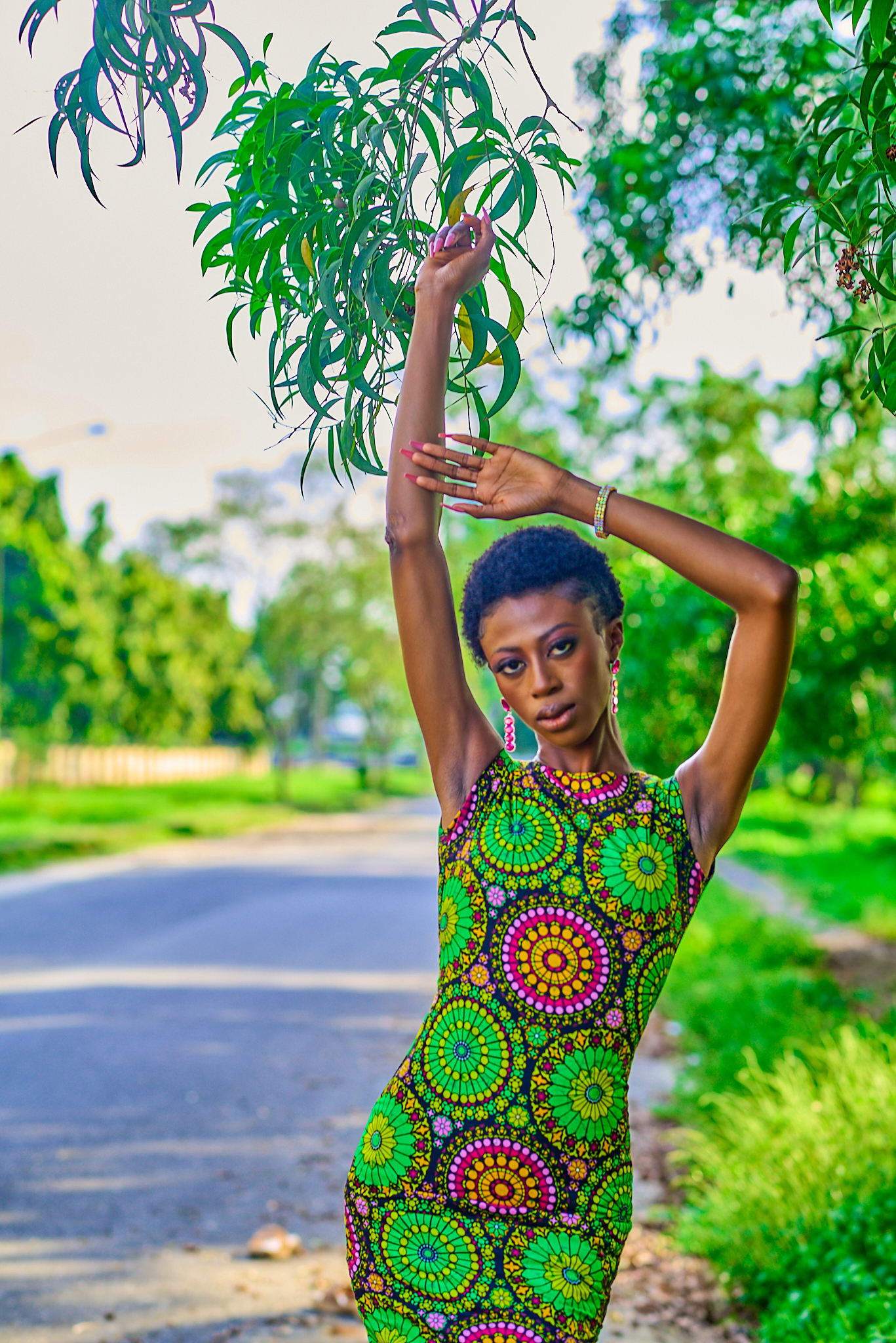 Green sleeveless long dress