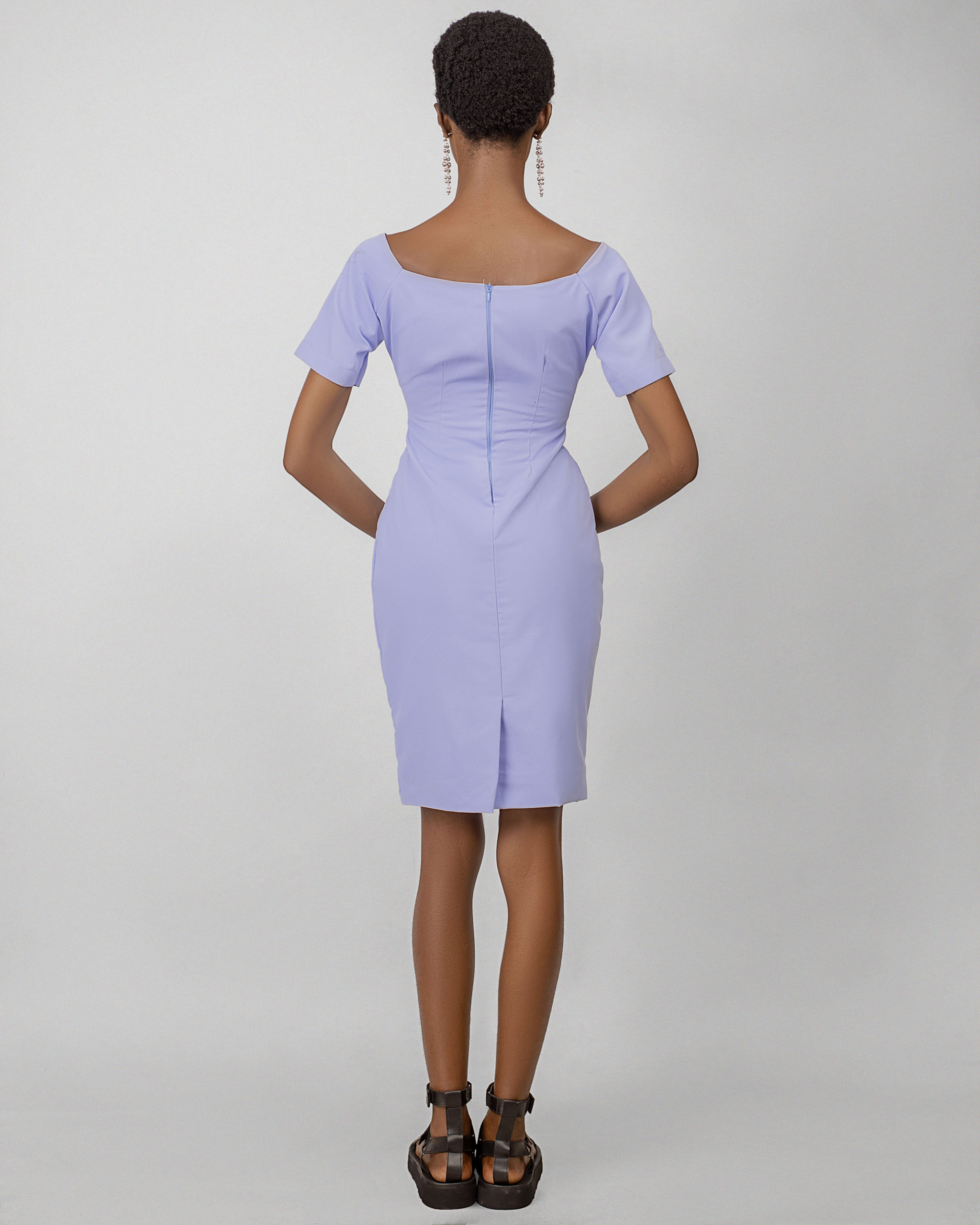 Cotton Sky-blue Short Dress