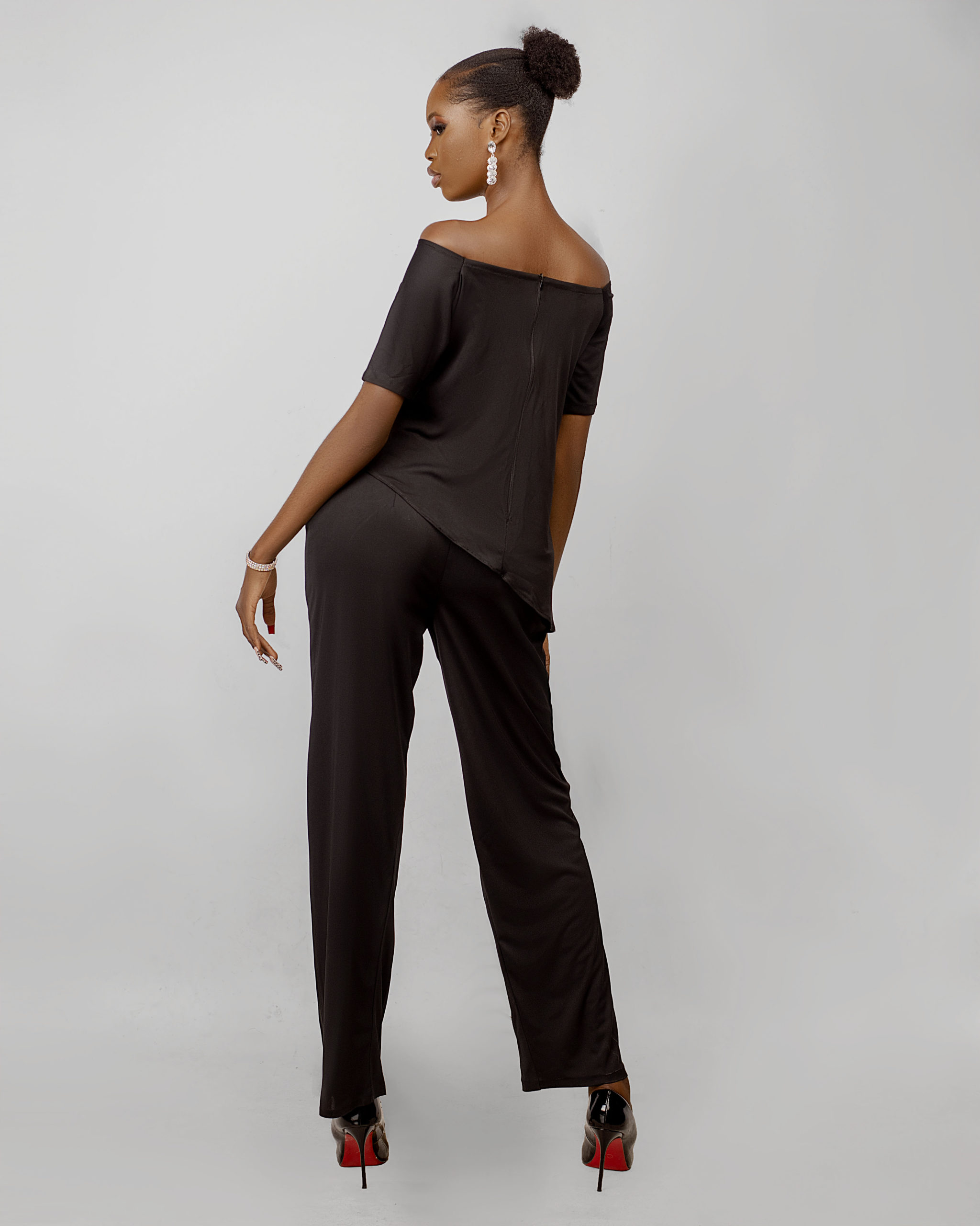 Black slant top & pant set