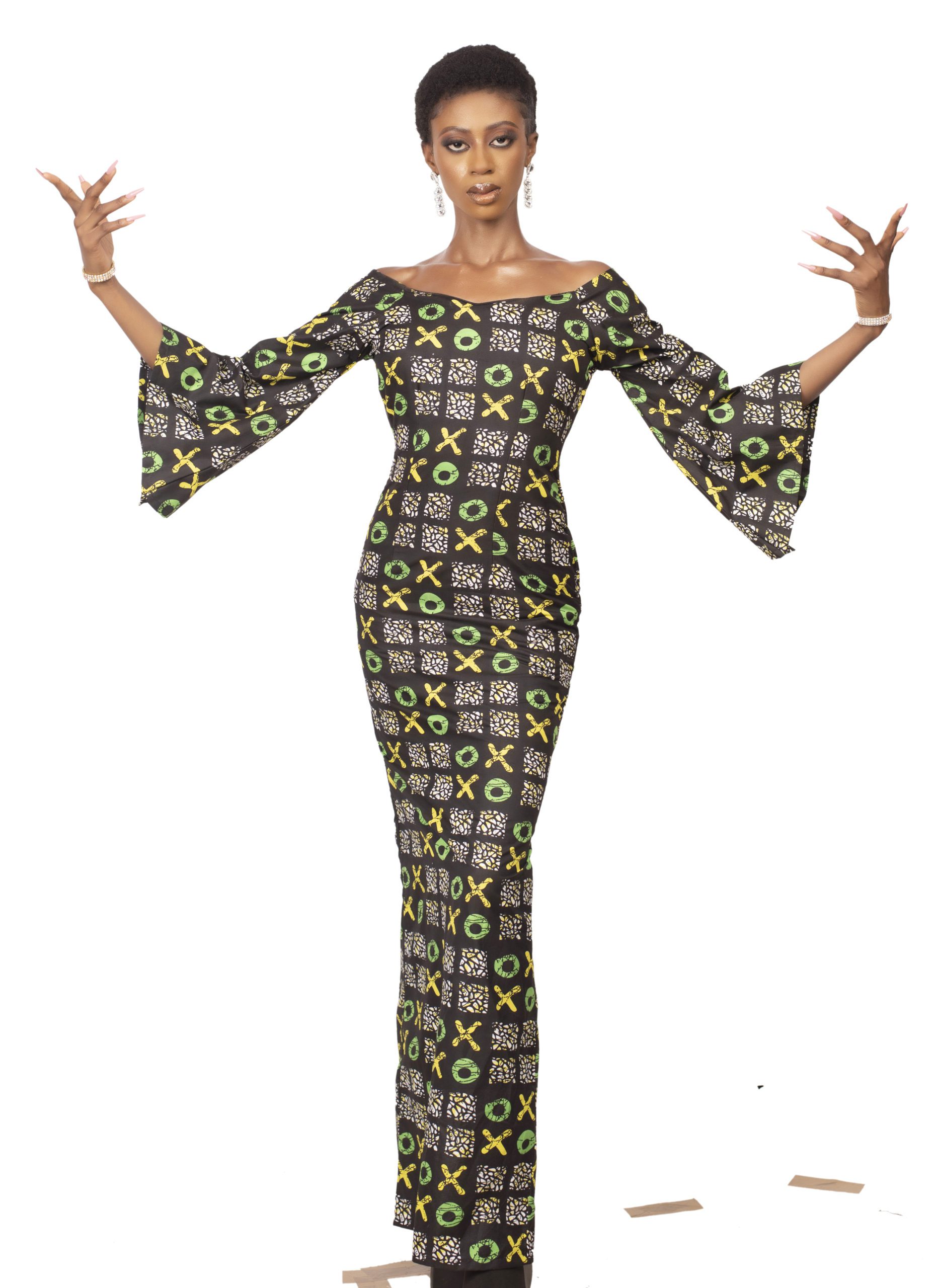 Black patterned Ankara long dress