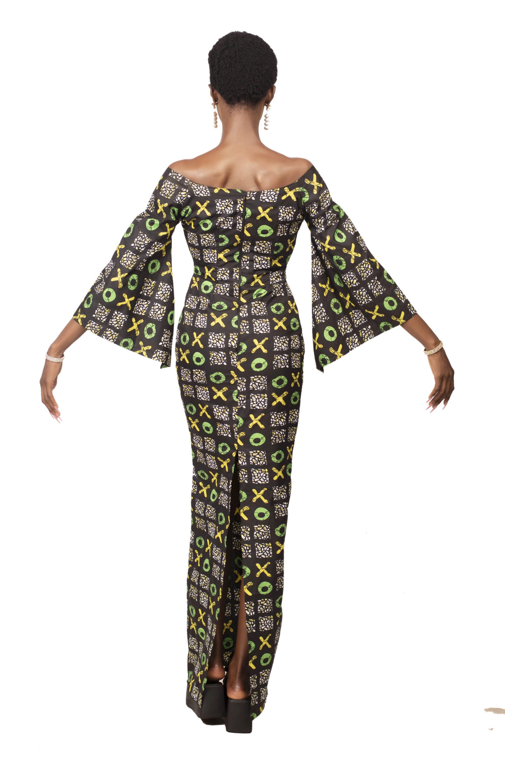 Black patterned Ankara long dress