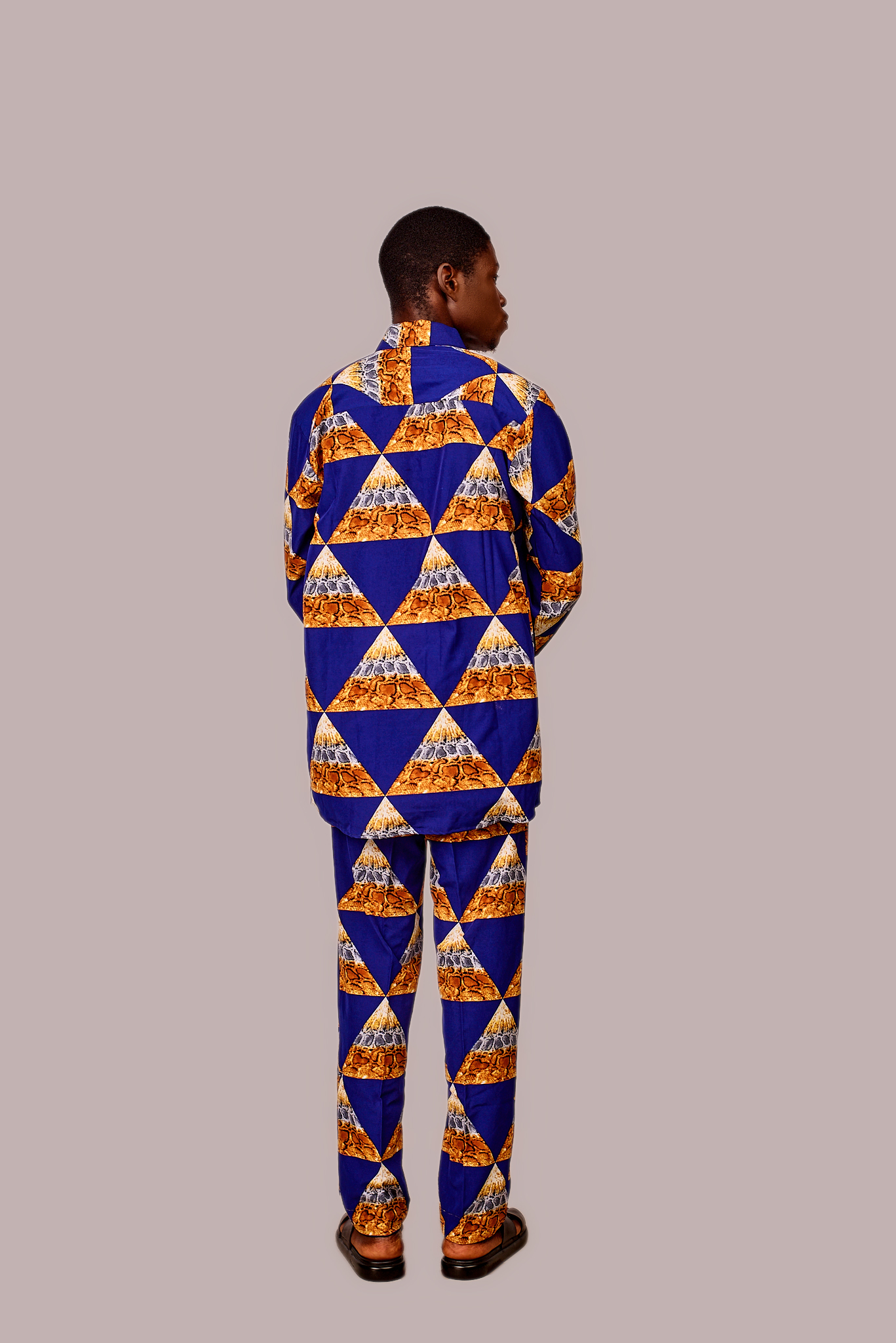 Royal Blue Vintage Patterned Trouser Set