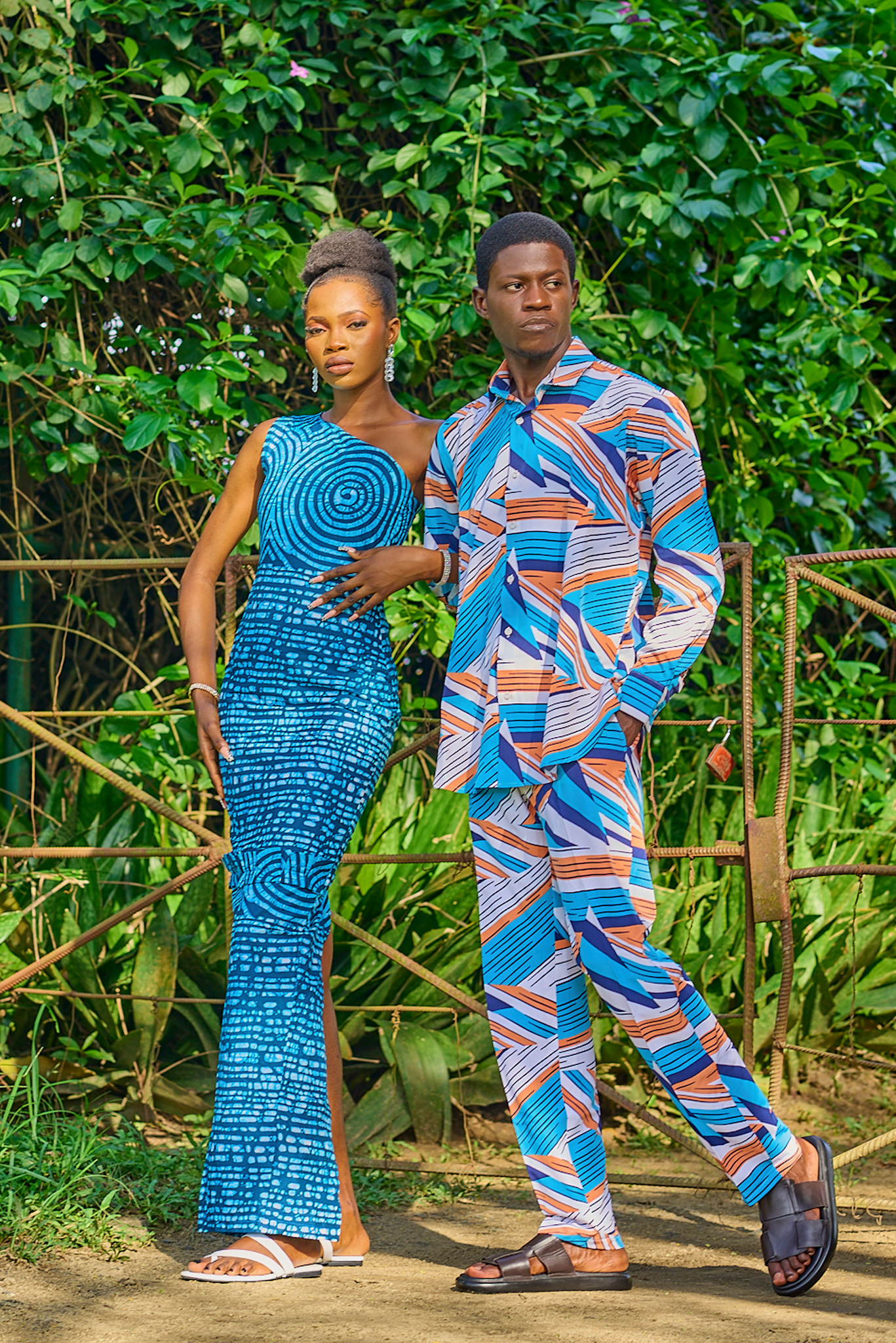 White Patterned Trouser Set