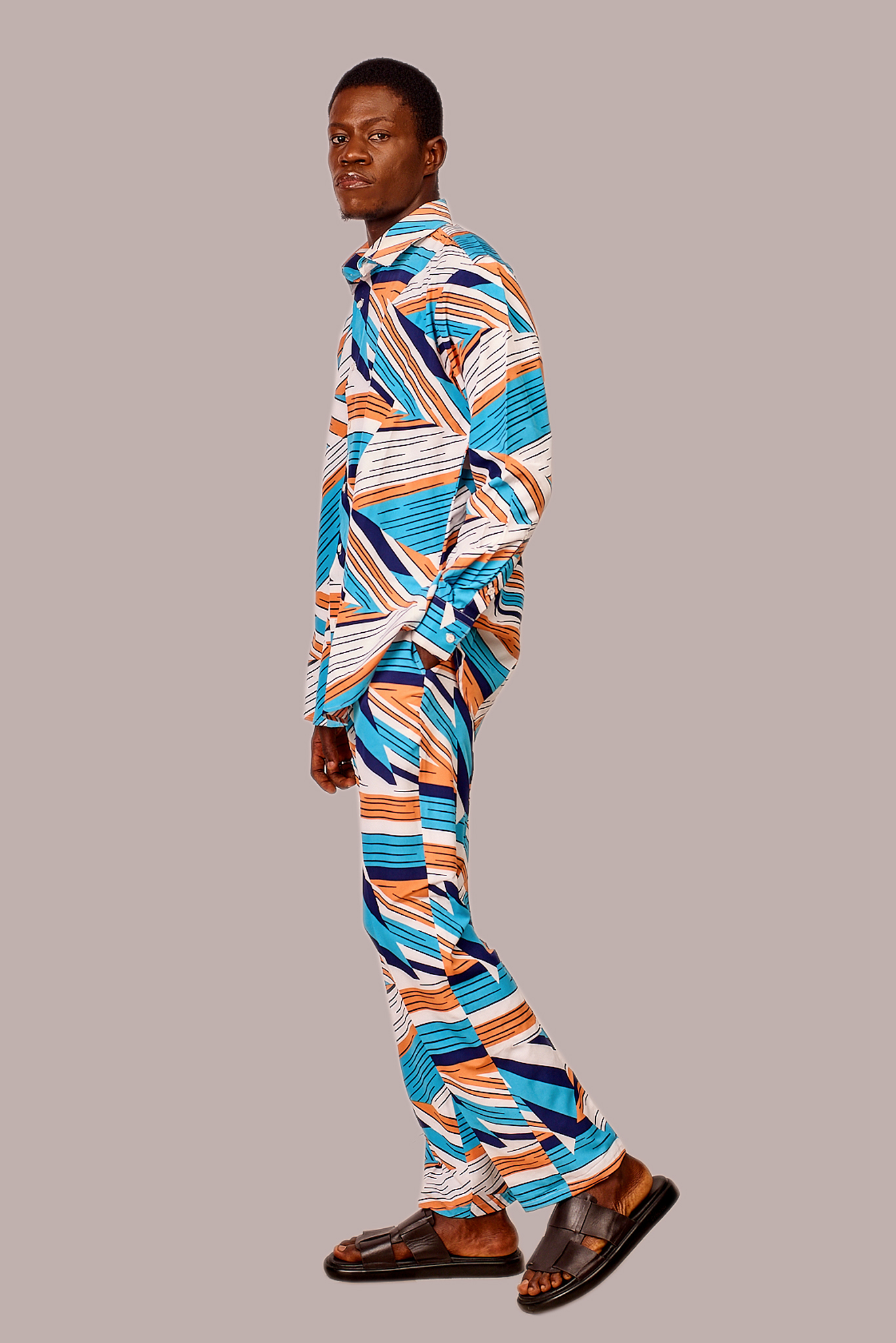 White Patterned Trouser Set
