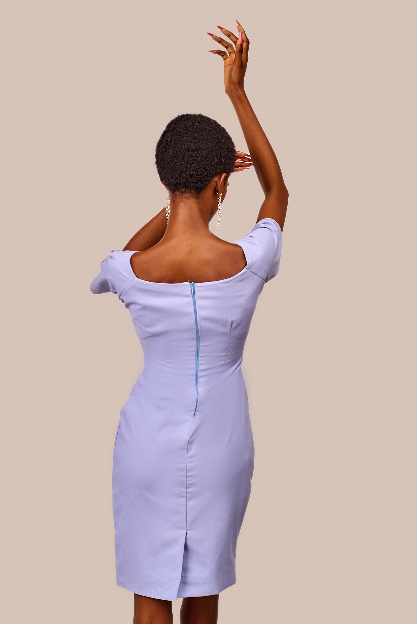 Cotton Sky-blue Short Dress