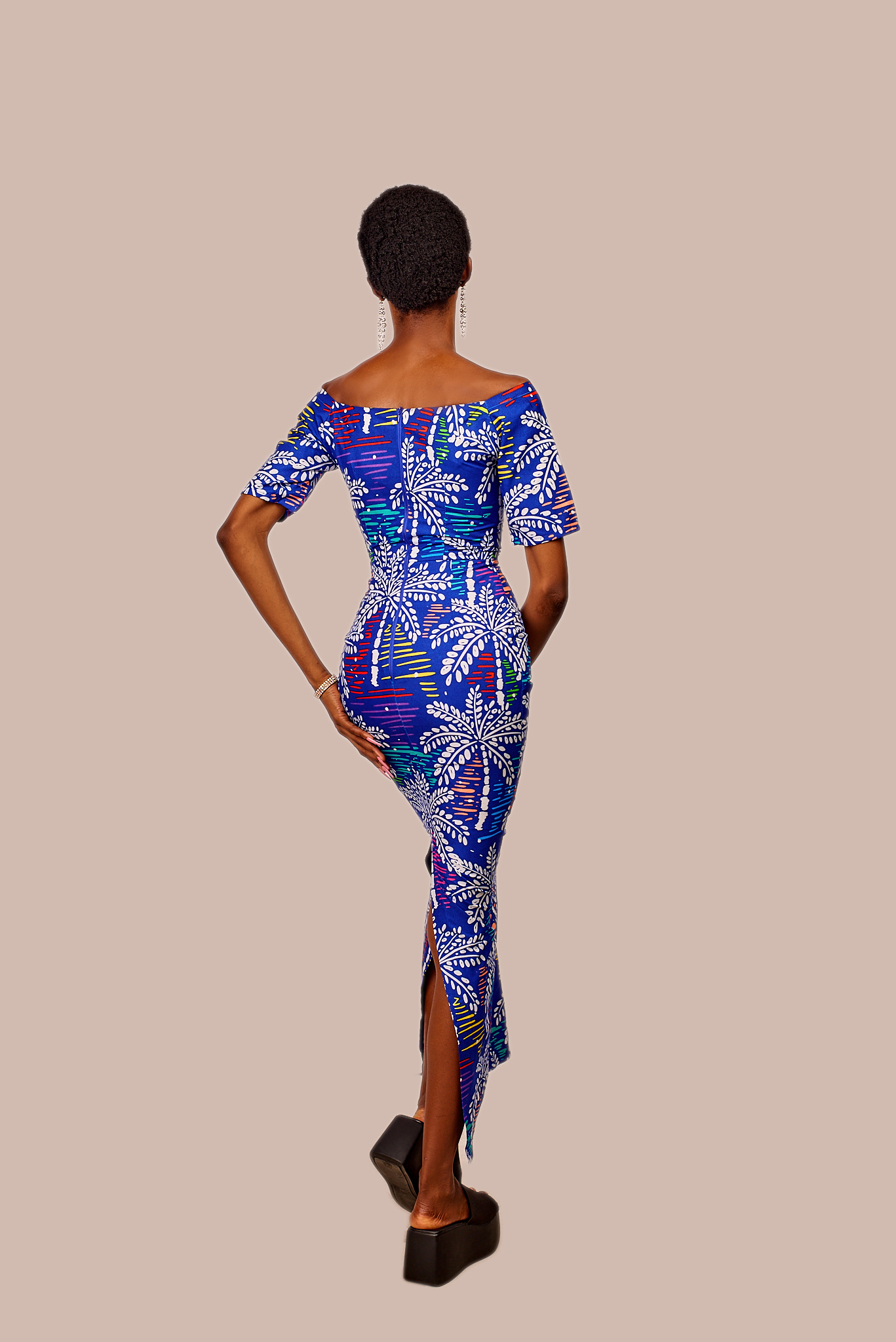 Off-Shoulder Ankara Long Dress