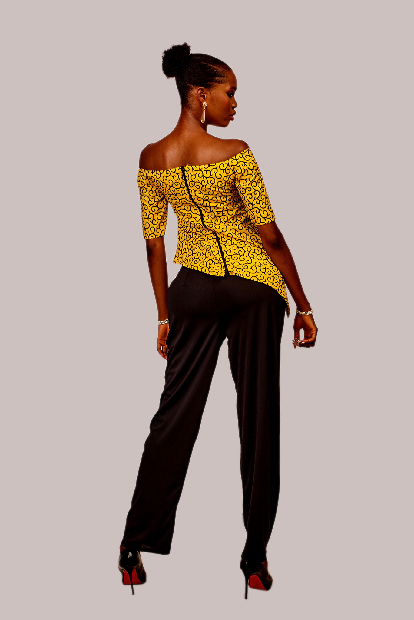 Off shoulder Ankara top & pants set