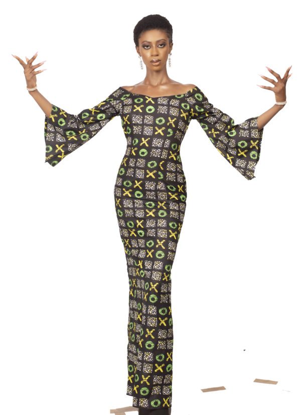Black patterned Ankara long dress