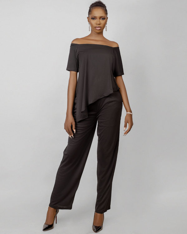 Black slant top & pant set