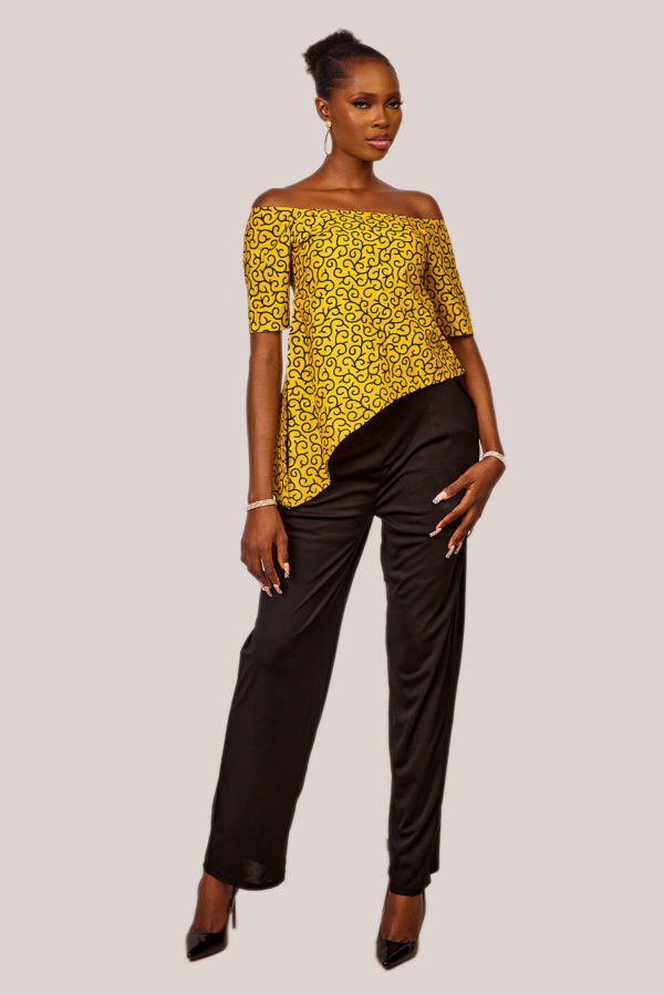 Off shoulder Ankara top & pants set